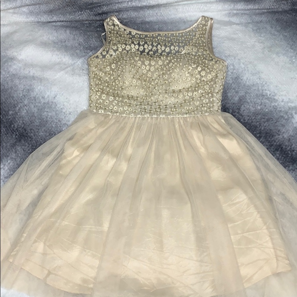 Gold flowy party dress